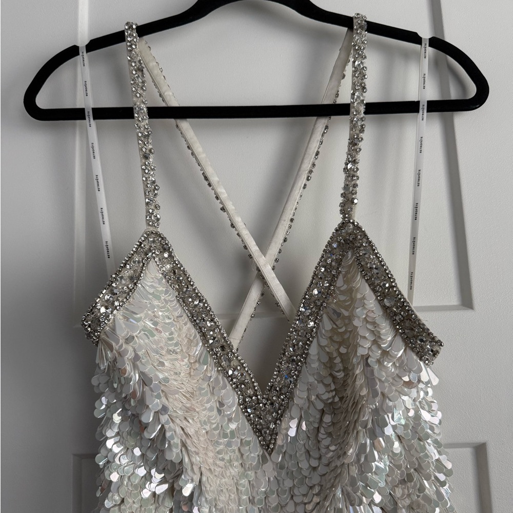 Retrofete Ivanna Sequin Feather Crystal Embellished Mini Dress NEW with tags - Picture 4 of 12